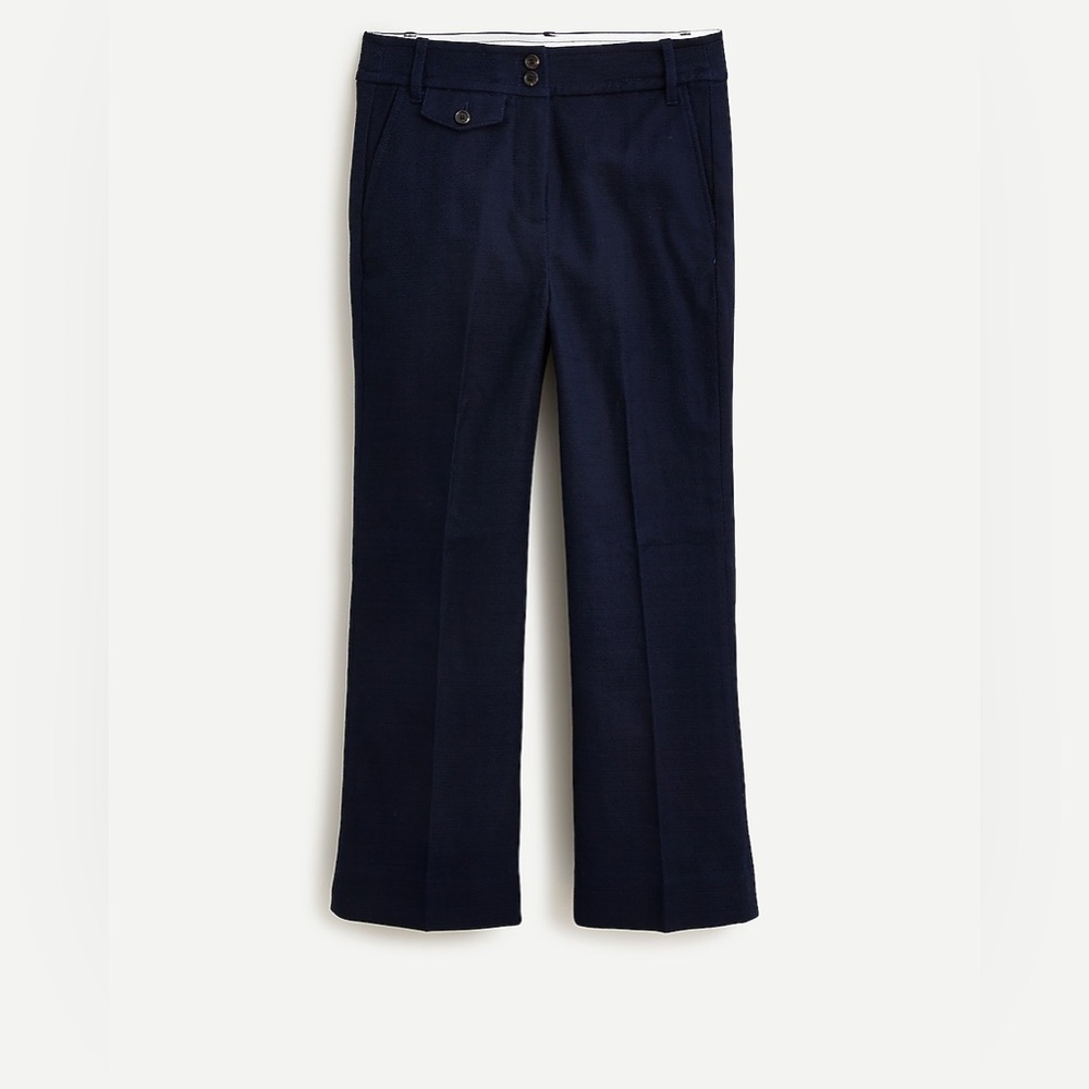 J. Crew Size 2 Kickout Crop Pants High Waisted Grasscloth Cotton Navy Blue AN015